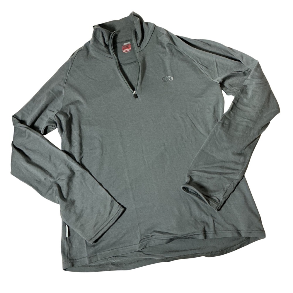Icebreaker 260 Tech Merino Wool Half Zip Base Layer Mens XXL Gray Midweight Warm